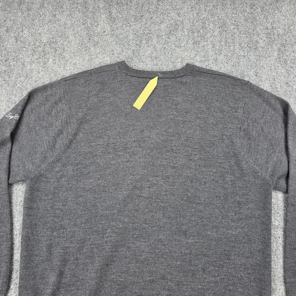 Turtleson Sweater Mens XL Gray V Neck Merino Wool Long Cove Club Golf Pullover